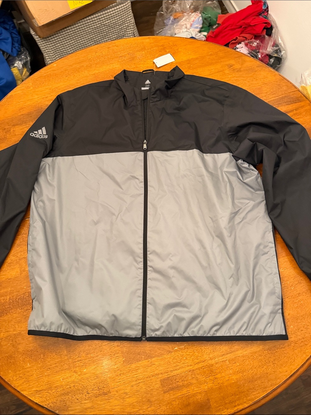 adidas Men's Black & Gray Two-Tone Windbreaker Jacket xxl